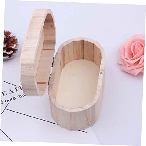 COHEALI Unfinished Wooden Case Small Wooden Jewelry Case Square Wood Case Wooden Jewelry Organizer Storage Case Bamboo Manual Box COHEALI