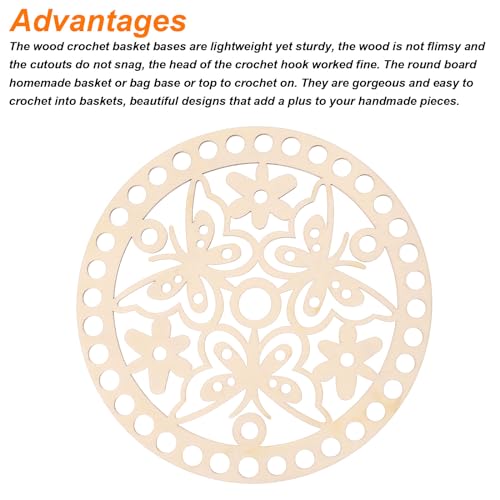 MECCANIXITY Crochet Basket Base Wooden Basket Bottom, 5.5"(14cm) Crochet Bag Bottom, Round Basket Bottom for DIY Basket Crochet, Bag Weaving Knitting MECCANIXITY