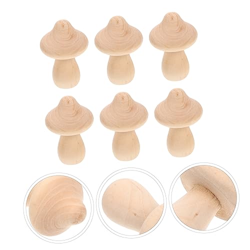 Yardwe 10pcs Wooden Mushroom Unfinished Wooden Peg Doll Micro Landscape Accessories Wood Carved Mushrooms Garden Wooden Mini Wood Mushrooms Mini Yardwe