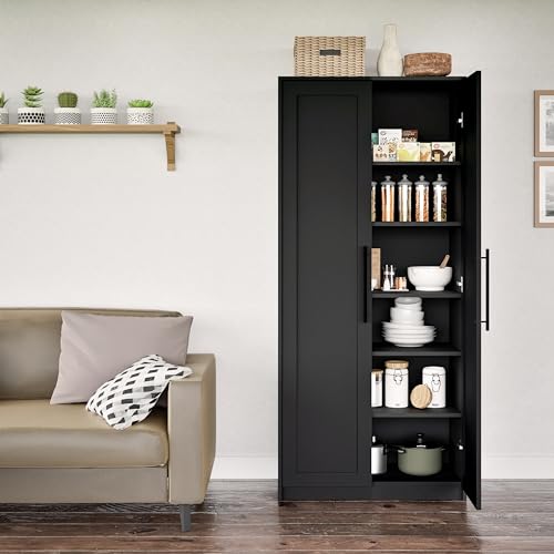 Prepac Elite Tall Black Storage Cabinet with 5 Shelves - Functional and Stylish Design Prepac