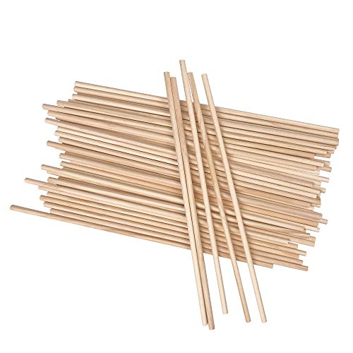 Long Wood Dowel Rods Unfinished Natural Wood Craft Dowel Sticks 50 Pack 1/4 Inch×12 Inch PPXMEEUDC
