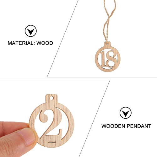 Veemoon 1 Set Digital Listing Wood Cutout Slices Blank Wood Cutouts Christmas Wood Number Sign Christmas Advent Calendar Unfinished Wood Number Veemoon