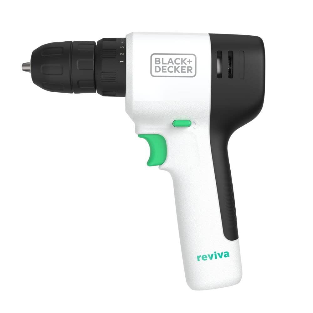 BLACK+DECKER reviva 12V Cordless Drill, 230 lb Torque, Made from Recyled Material (REVCDD12C),White BLACK+DECKER
