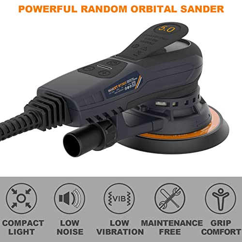 MAXXT Electric 5mm Random Orbital Sander Brushless 350W 3A Multi-function Variable Speed Electric Corded Orbital Sanders Machine with 10 Sanding MAXXT