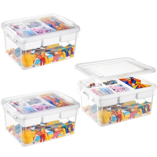  BTSKY Stack & Carry Box, Clear Plastic Storage Container  Stackable Home Utility Box