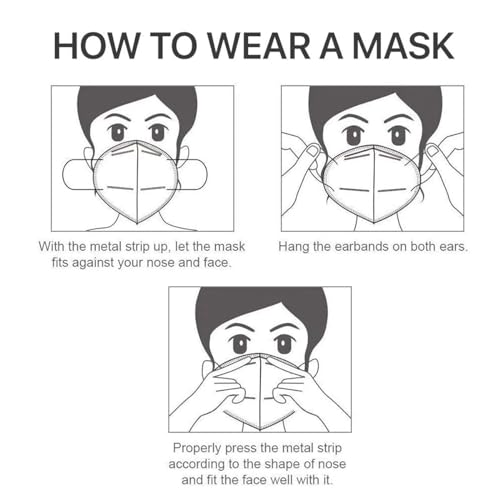 LEMENT 50pcs KN95 Face Mask Black 5 Layer Cup Dust Safety Masks Filter Efficiency≥95% Breathable Elastic Ear Loops Black Masks LEMENT