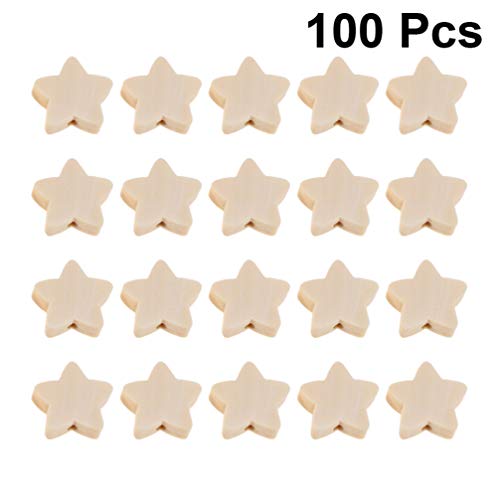 Wood Beads 100pcs Unfinished Wood Stars Beads Wooden Star Beads Natural for Craft Bracelet Necklace Jewelry Making Craft Beads Wooden Beads Ciieeo