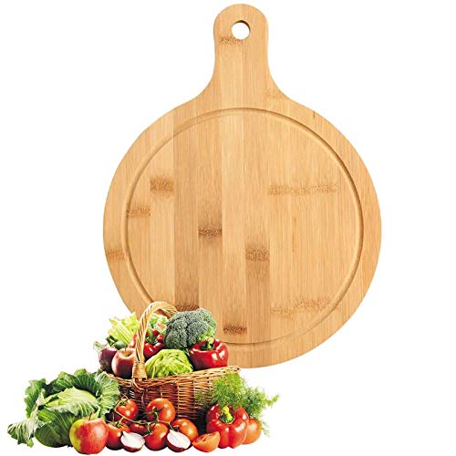 Guojanfon Bamboo Cutting Board Set 3PCS,Meat Chopping Boards,Pizza Peel Paddle with Handle for Homemade Baking Pizza Bread Cake Fruit Vegetables Guojanfon