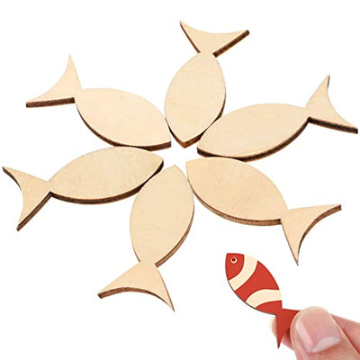EXCEART 100 Pcs Fish Unfinished Wooden,Unfinished Wooden Fish Cutout,Fish Wood DIY Craft Cutout,Wooden Fish for Crafts,Fish Shapes Model for DIY