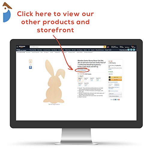 Wooden Easter Bunny Decor Cut Out, 20 x 9-3/4 Inch (1/4 Inch Thick), Pack of 1 Unfinished Wood Spring Bunny - Easter Craft, Paint and DIY by Woodpeckers