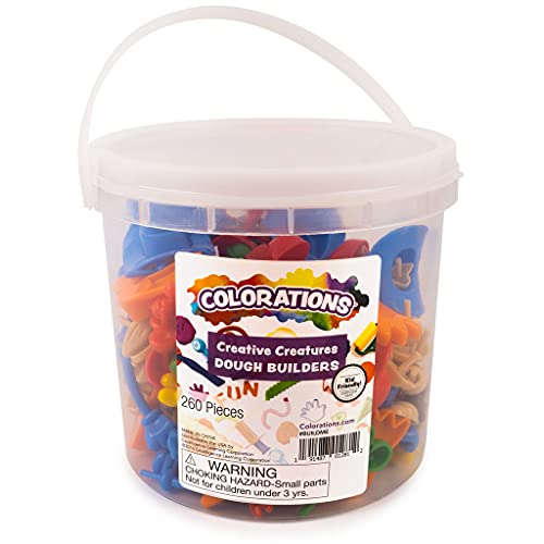 Colorations - BUILDME Creative Creatures Dough Builders (Includes 260 pieces) - Dough & Molding Clay Accessories for Kids - Screen-Free Play Time - Colorations