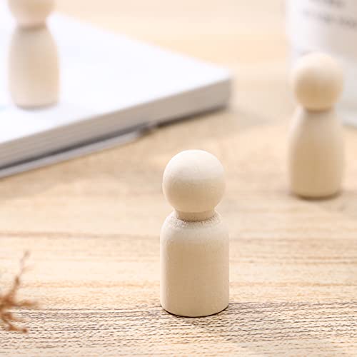 Toyvian Wooden Peg Dolls Unfinished, 1- 1/ 3 inch Wood Peg Dolls, Pack of 40 Wooden People Pegs for DIY Crafting Painting Handicrafts Wooden Peg Toyvian