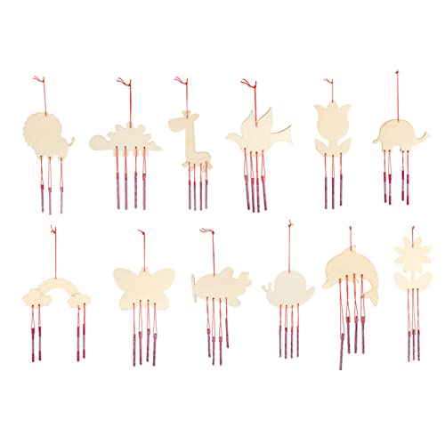 EXCEART 12pcs Decor Kits Ages Accessories Arts Homemade Unfinished Shaped Bell Gifts Garden Animals Indoor Blank Toys Wind Crafts Making Boys EXCEART