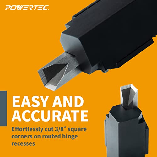 POWERTEC 71036 Squaring Chisel w/Premium Grade HSS Blade | Hinge Recess Corner Wood Chiseling Tool POWERTEC