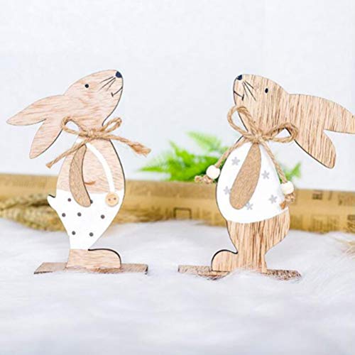 MAGICLULU 3pcs Bunny Wooden Craft Ornaments Easter Bunny Wood Desktop Craft Unfinished Bunny Table Wooden Signs for Easter Spring Home Decor MAGICLULU