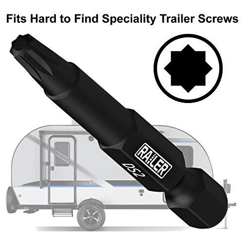 Double Square 8 Point Star Bit Set. Railer Premium S2 Steel 2 Inch 8 Spline Double Square Bit Set With A Storage Bit Holder (5pc Set) Railer