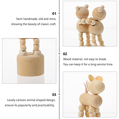BESPORTBLE 4pcs Wooden Push Up Toys Dog Elephant Unfinished Wooden Peg Doll Kids Finger Puppets Wood Animal Figurines Dancing Animal Giraffe Press BESPORTBLE