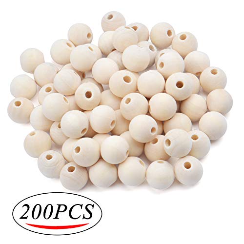 200pcs 16mm Wood Beads Natural Unfinished Round Ball Wooden Loose Beads Wood Spacer Beads for DIY Crafts Jewelry Making Handmade Decoration Jdesun