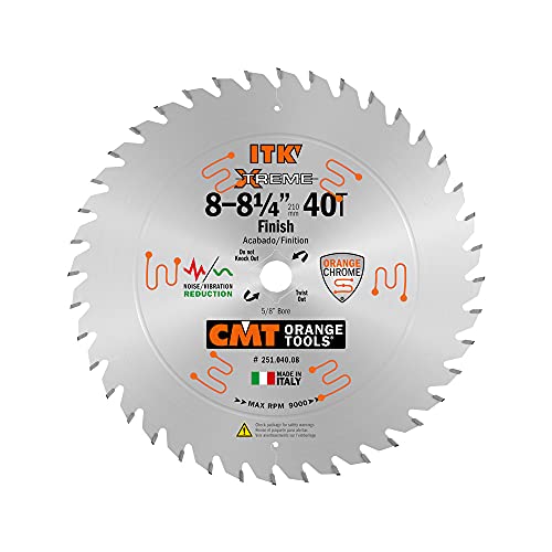 CMT 251.040.08 ITK Industrial Finish Saw Blade, 8-8-1/4-Inch x 40 Teeth 1FTG+4ATB Grind with 5/8-Inch<> Bore CMT