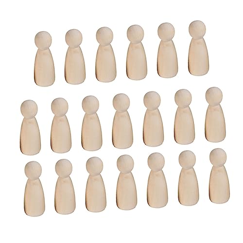 20pcs Wood People for Crafts DIY Painting Dolls Nativity Toys for Kids Family peg Unfinished Wood Ornaments Puppets for Kids Dolls for DIY peg Dolls SEWOART