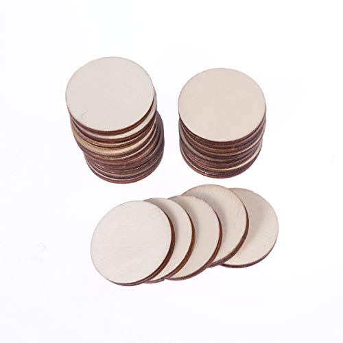 BESPORTBLE 100pcs Pieces DIY Wooden Slices Wood Log Slice Unfinished Wooden Slices Wood predrilled Unfinished Wood Circle Wooden Craft Shapes Wood BESPORTBLE