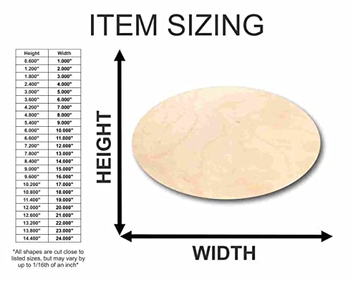 Unfinished Wood Oval Shape - Craft - up to 24" DIY 8" / 1/4" 24 Hour Crafts