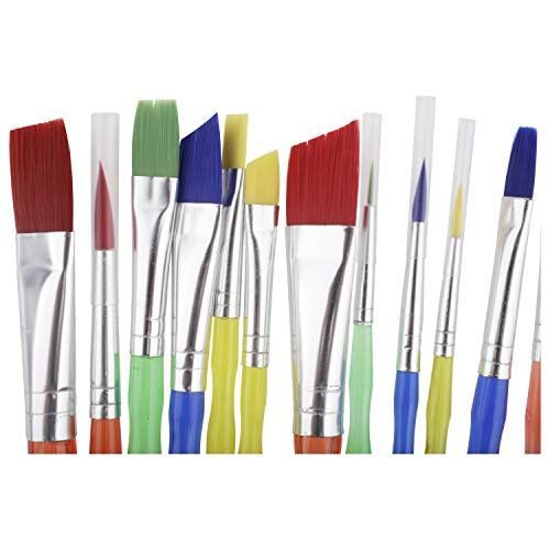 Apple Barrel Multicolor Variety 12-Piece Brush Set | Value Pack Brushes | Easy Grip Acrylic Handle | Use for Craft, Acrylic, Oil, Watercolor, Artist Apple Barrel