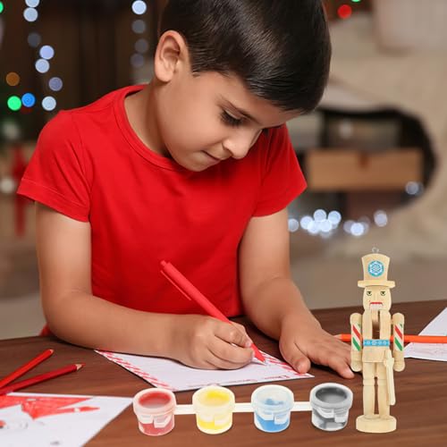 ARTIBETTER Christmas Wooden Unfinished Nutcracker Figurines Set DIY Blank Unpainted Nutcracker Puppet Walnut Soldier Figures Ornament Decoration for ARTIBETTER
