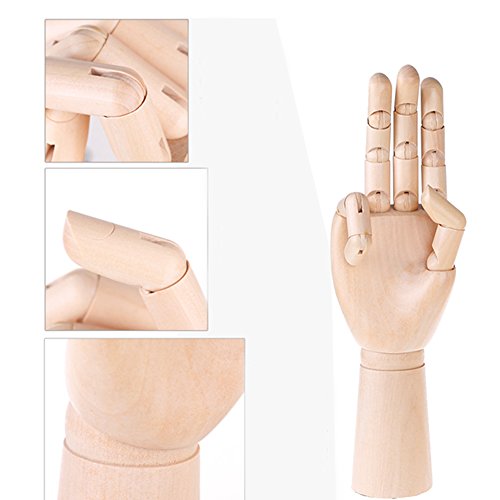 Greatstar 12" Art Mannequin Hand,Wooden Flexible Left/Right Hand for Home Office Desk Joints Kids Children Toys Gift For Drawing, Sketching, Painting Greatstar