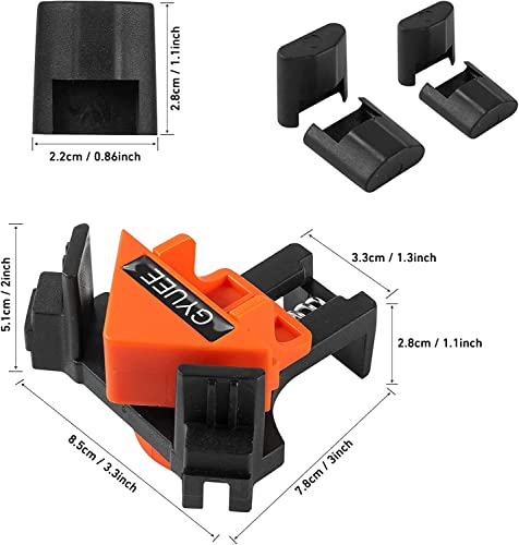 90 Degree Angle Clamps, Woodworking Corner Clip, Right Angle Clip Fixer, Set of 4 Clamp Tool with Adjustable Hand Tools (orange+black) GYUEE