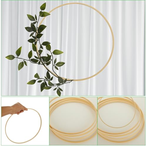 15PCS 12 Inch Wooden Floral Hoops for Crafts - Bamboo Craft Hoops Wood - Wooden Circle Hoops for Crafts DIY Dreamcatchers SHUESS