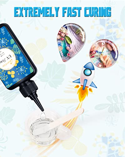 Bsrezn 400g UV Resin Hard, Crystal Clear UV Cure Epoxy Resin Kit Premixed Resina UV Transparent Solar Activated Glue for Jewelry Making Fast Curing Bsrezn