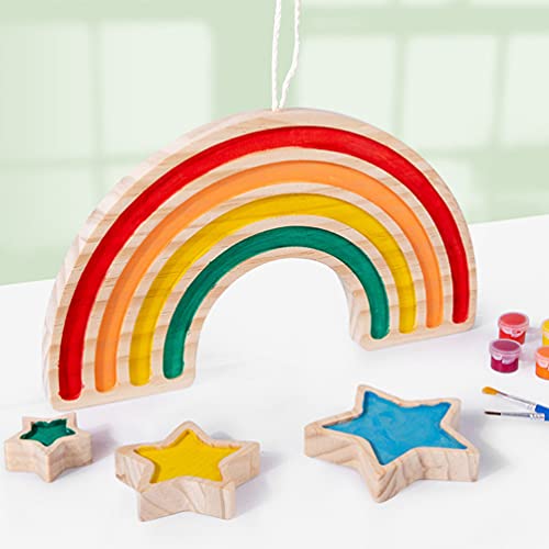 Kisangel 1 Set Doodle Playset Home Accessories Unfinished Wood Shape Unfinished Star Toys Unfinished Wooden Home Decorations Star Shape Toys Wooden Kisangel