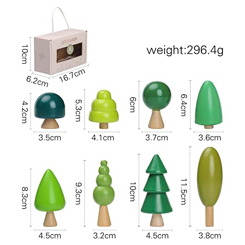 Youuys Wooden Craft Forest Trees Toys, 8 Pcs Finished Scene Mini Tree Kit Craft Set - Cake Topper - for Early Educational Preschool Classroom Project Youuys