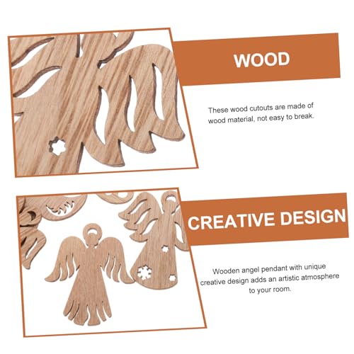 VOSAREA 50pcs Wooden Angel Pendant Christmas Wood Cutouts Small Wood Angel Cutouts Holiday Nursery Decor Blank Drawing Wing Hollow Out Angel Wings VOSAREA