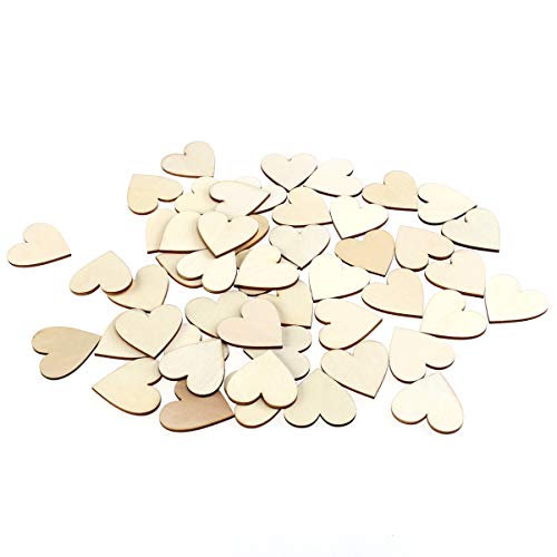 LIOOBO 100pcs Blank Wood Slices Woodsy Decor Wood Heart Embellishment Love Heart Ornament Blank Wood Heart Cutouts Heart Wood Discs Valentine Hanging LIOOBO