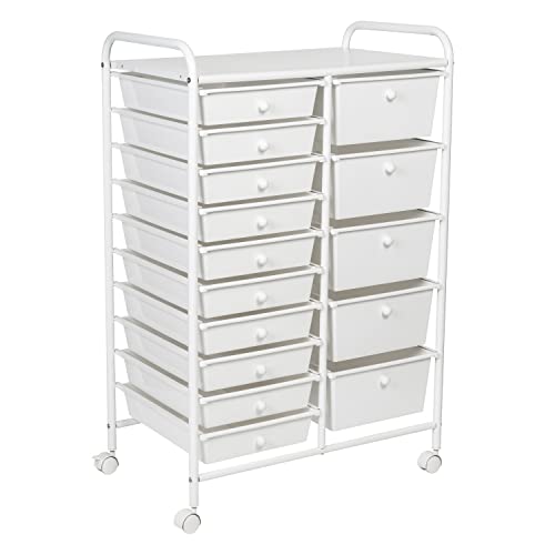 Honey Can Do 15-Drawer Metal Rolling Storage Cart, White CRT-09106 White Honey-Can-Do