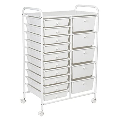 Honey Can Do 15-Drawer Metal Rolling Storage Cart, White CRT-09106 White