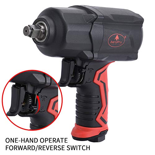 AEROPRO TOOLS 1/2-Inch Composite Air Impact Wrench(A301), Twin Hammer, 1200FT-LBS Max Loosening Torque, 7000RPM, Heavy Duty Pneumatic Impact Gun, for AEROPRO TOOLS INC