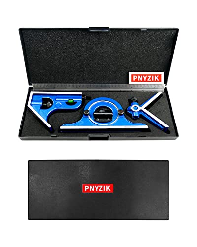 4PCS 12 Inch Combination Square Ruler Set Protractor Satin, 4-R Graduation, Ideal for Woodworking Metalworking Cabinets Joinery Steel Iron Case PNYZIK