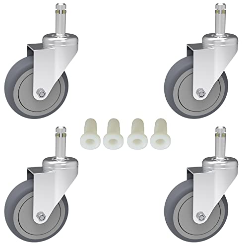 RILIDRI 3-Inch Swivel Stem Caster, 7/16-Inch Stem Diameter Rubber Wheel, Heavy Duty TPR Replacement Wheels for Rubbermaid Mop Bucket Cart Grill RILIDRI