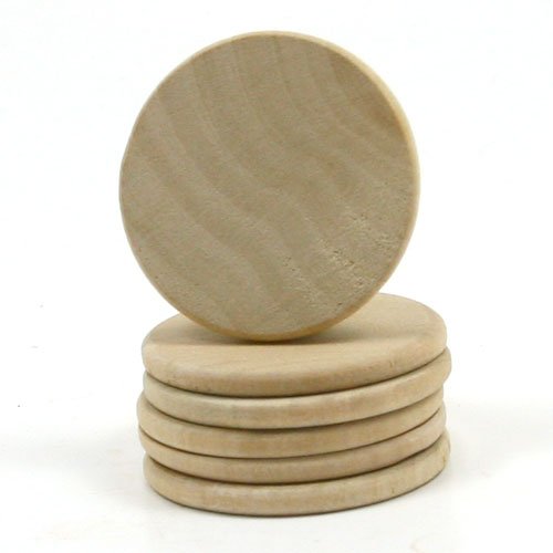 Mylittlewoodshop Pkg of 50 - Round Circle Disk - 1 inch in Diameter with Beveled Edge and 1/8 inch Thick Unfinished Wood (WW-WNC100-50) Unique Wood Shapes