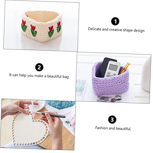 EXCEART 12 PCS Love Wood Chips Wood Crochet Basket Base DIY Wood Knitting Base Wooden Crochet Hooks Wood Purse Crocheting Supplies Bag Bottom Crochet EXCEART