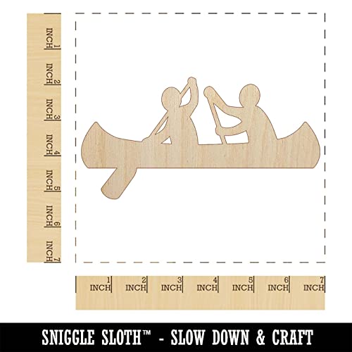 Two Person Canoe Team Water Boat with Paddle Unfinished Wood Shape Piece Cutout for DIY Craft Projects - 1/4 Inch Thick - 6.25 Inch Size Sniggle Sloth