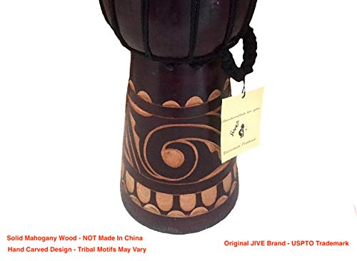 Djembe Drum African Bongo Drum Hand Drum LARGE SIZE 16" High - Jive® Brand - PROFESSIONAL SOUND/QUALITY - Carved Jive