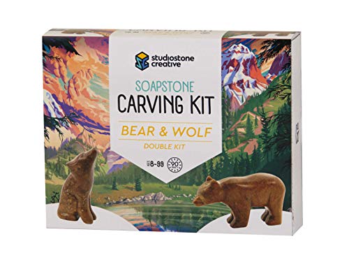 STUDIOSTONE CREATIVE DIY Arts & Crafts Carving Kit Kids Adults Bear & Wolf Sculpture Soapstone STUDIOSTONE CREATIVE