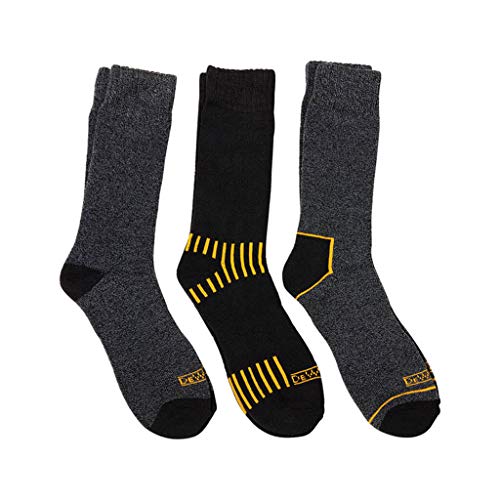 DEWALT 3 Pair Everyday Cotton Blend Work Crew Sock (Black),10-13 DEWALT