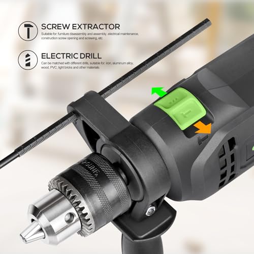 GALAX PRO Hammer Drill, 4.5A Corded Drill Impact Drill 0-3000RPM Electric Drill with 5 Drill Bit Set, Hammer and Drill Functions, 360°Rotating Handle GALAX PRO