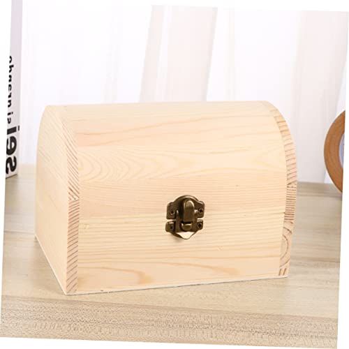 DECHOUS 2pcs Treasure Chest Unfinished Jewelry Case Wooden Jewelry Container Wooden Jewelry Case Wood Jewelry Chest Unfinished Pine Wood Desk Topper DECHOUS