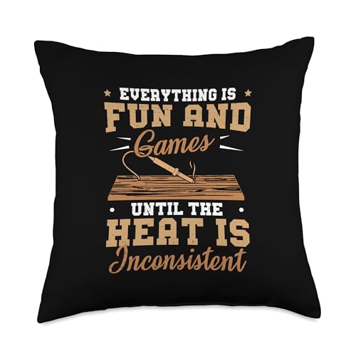 Pyrographer Artist & Woodburner Apparel For Men Woodburning The Heat is Inconsistent Funny Pyrography Throw Pillow, 18x18, Multicolor Pyrographer Artist & Woodburner Apparel For Men